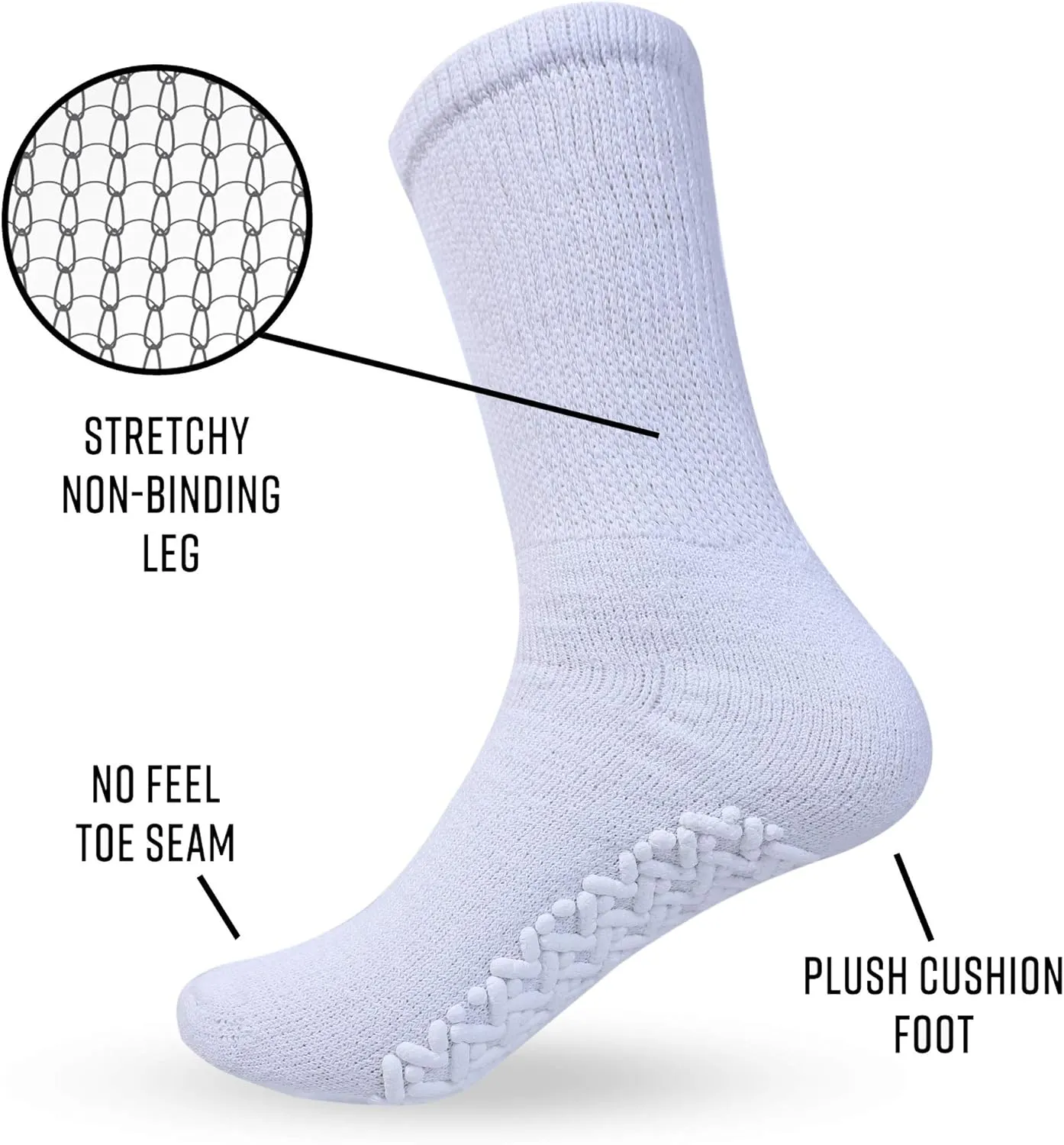 Diamond Star Anti Skid Socks Non Slip Non Binding With Grips Hospital Diabetic Crew Socks For Men Women
