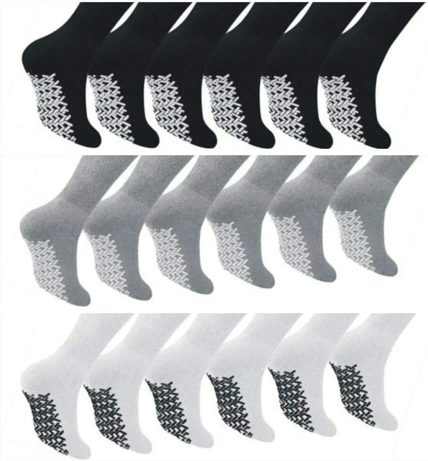 Diamond Star Anti Skid Socks Non Slip Non Binding With Grips Hospital Diabetic Crew Socks For Men Women