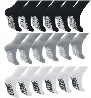 Diamond Star Anti Skid Socks Non Slip Non Binding With Grips Hospital Diabetic Crew Socks For Men Women