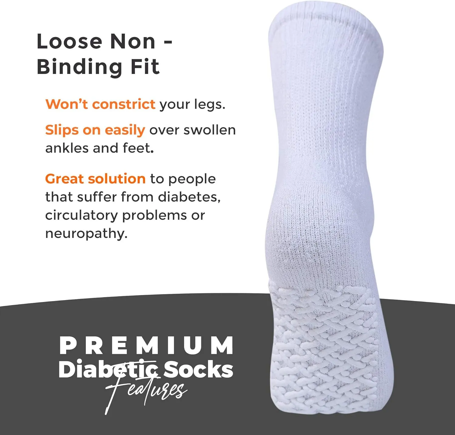Diamond Star Anti Skid Socks Non Slip Non Binding With Grips Hospital Diabetic Crew Socks For Men Women