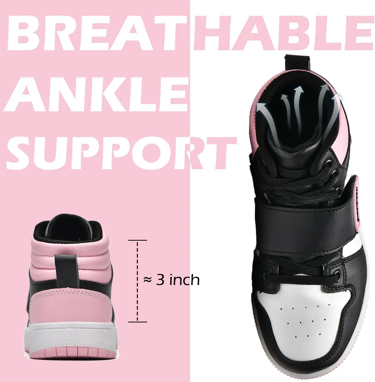 DimaiGlobal Kids Basketball Shoes Boys Girls High Top Sneakers for Youth Durable Sports Shoes Breathable Skate Shoes School Trainers