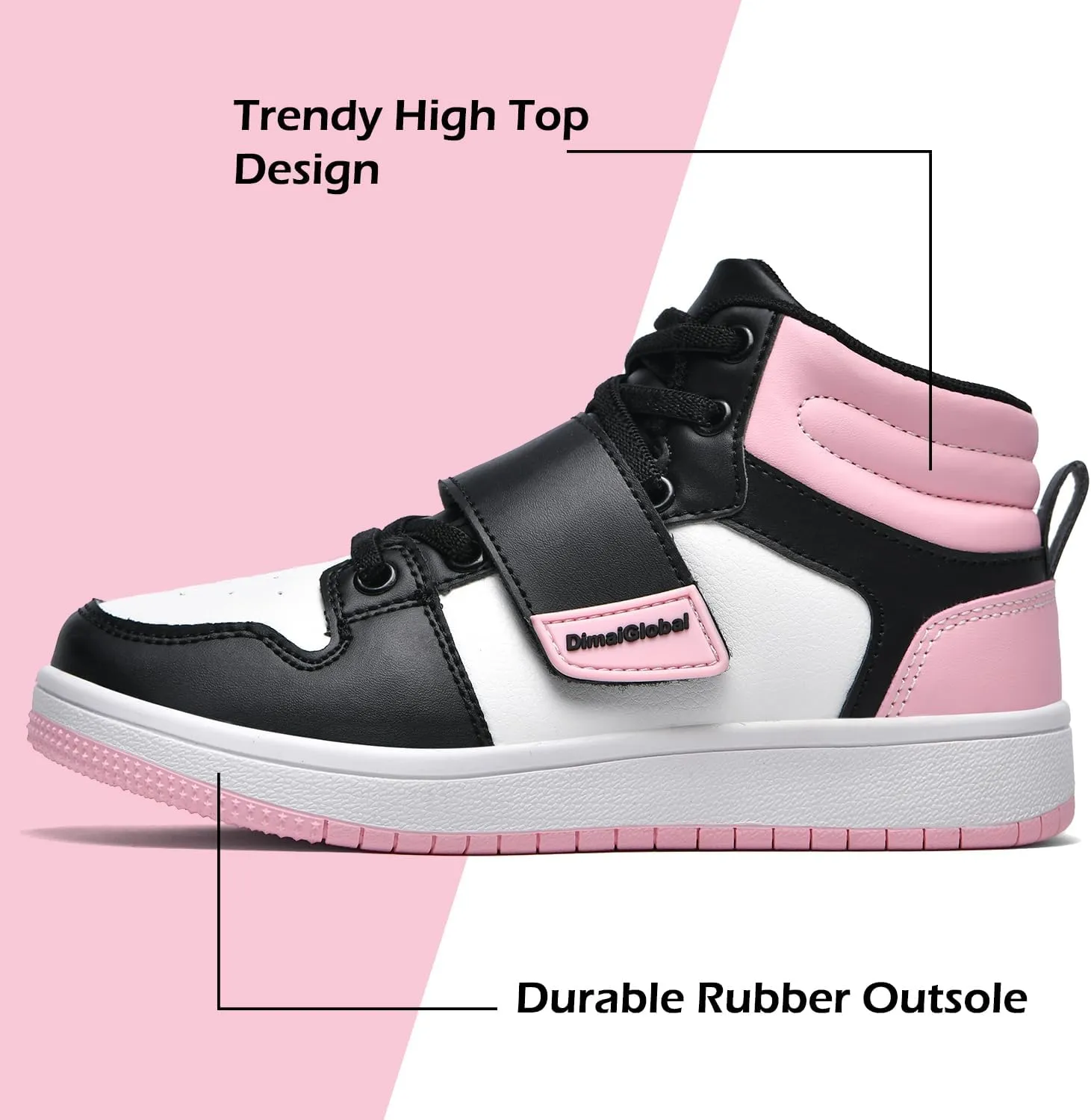DimaiGlobal Kids Basketball Shoes Boys Girls High Top Sneakers for Youth Durable Sports Shoes Breathable Skate Shoes School Trainers