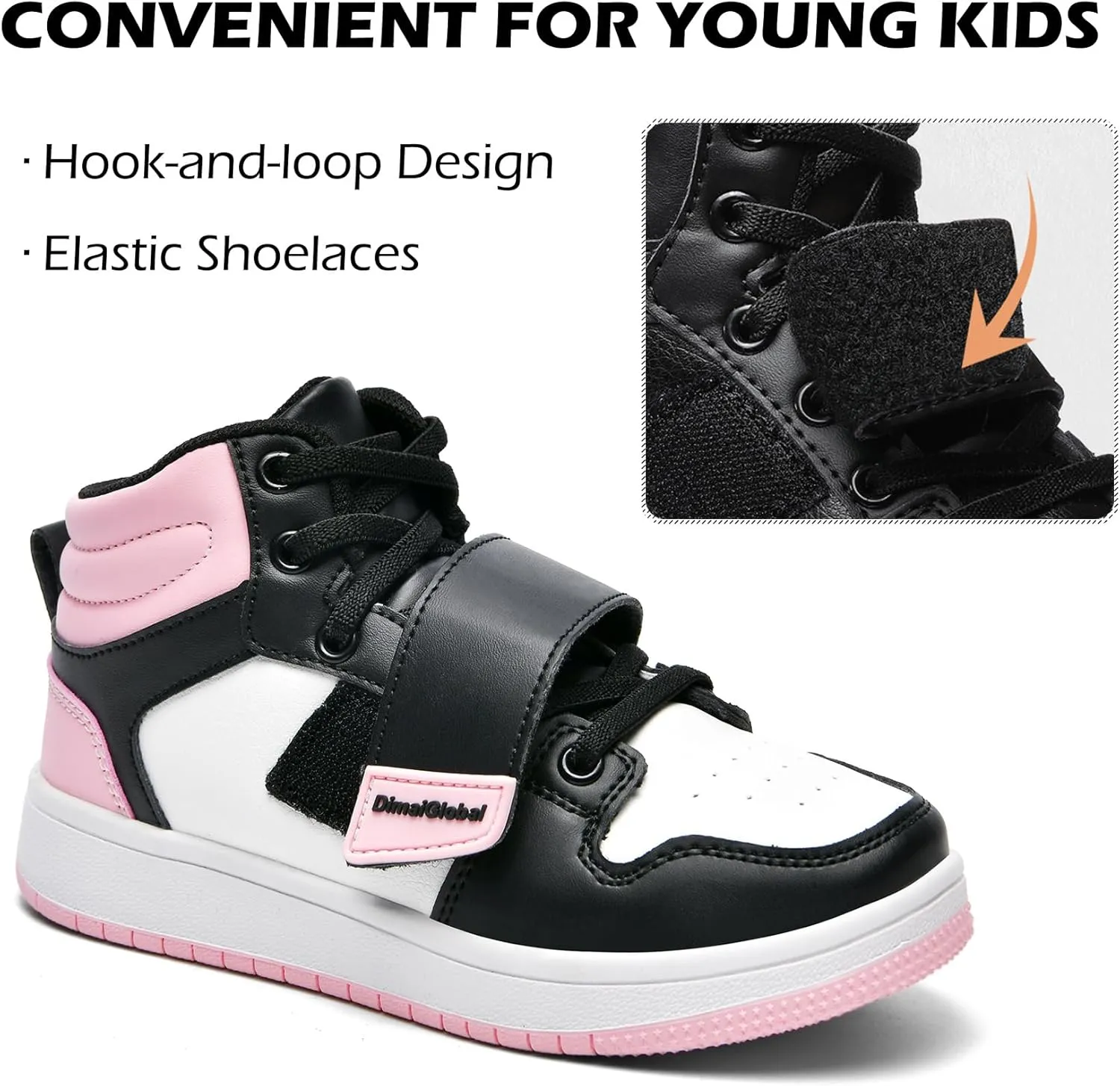 DimaiGlobal Kids Basketball Shoes Boys Girls High Top Sneakers for Youth Durable Sports Shoes Breathable Skate Shoes School Trainers