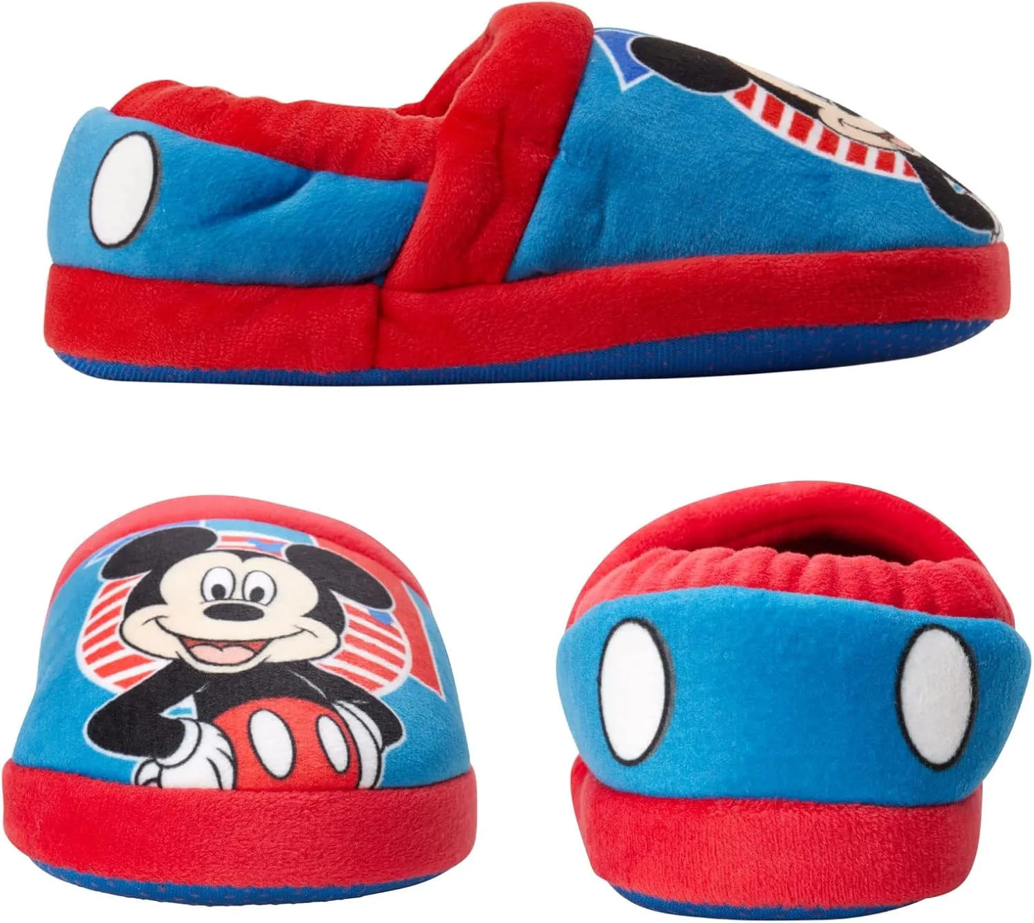 Disney Boys’ Mickey Mouse Slippers – Cozy Plush Fuzzy Slippers: Non-Slip, Non-Skid Slippers for Boys (Toddler/Little Kid)