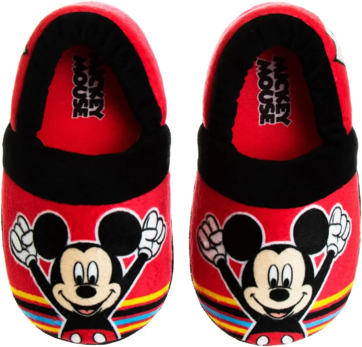 Disney Boys’ Mickey Mouse Slippers – Cozy Plush Fuzzy Slippers: Non-Slip, Non-Skid Slippers for Boys (Toddler/Little Kid)