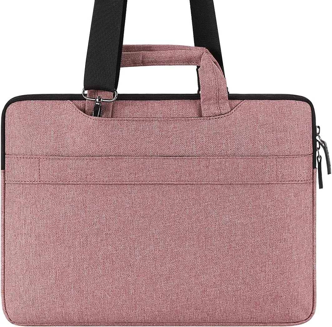 DOMISO 15.6 inch Laptop Sleeve Shoulder Bag Water-Resistant Protective Messenger Bag Business Briefcase Handbag for 15.6" Notebook/Yoga 720 IdeaPad 310 320 ThinkPad T570/HP Envy 15, Pink