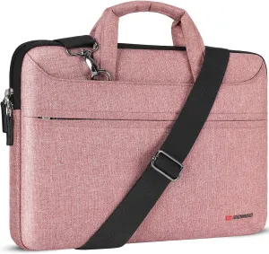 DOMISO 15.6 inch Laptop Sleeve Shoulder Bag Water-Resistant Protective Messenger Bag Business Briefcase Handbag for 15.6" Notebook/Yoga 720 IdeaPad 310 320 ThinkPad T570/HP Envy 15, Pink