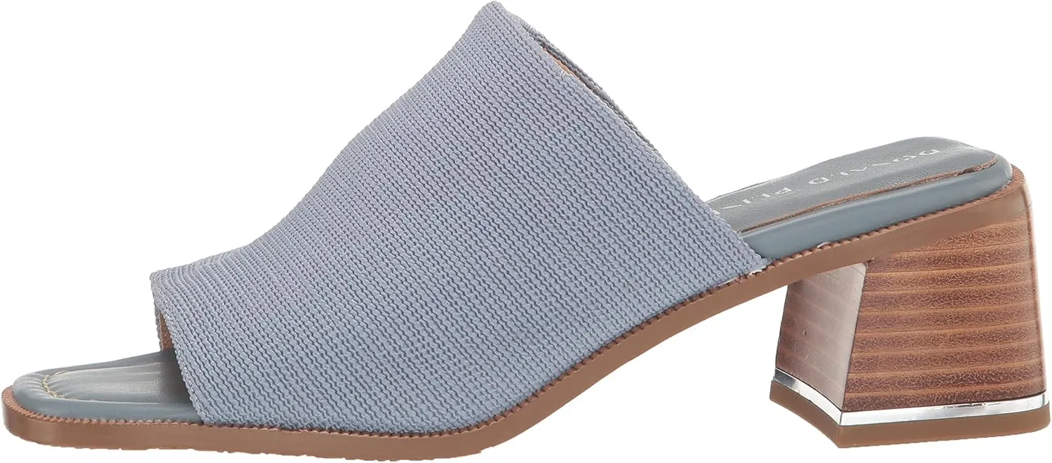 Donald Pliner Women's Haze Textured Stretch Fabric Mule Heeled, Slide, Comfortable, Leather, Chunky Sandals
