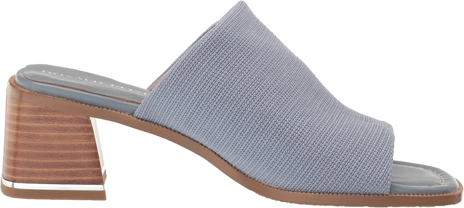 Donald Pliner Women's Haze Textured Stretch Fabric Mule Heeled, Slide, Comfortable, Leather, Chunky Sandals