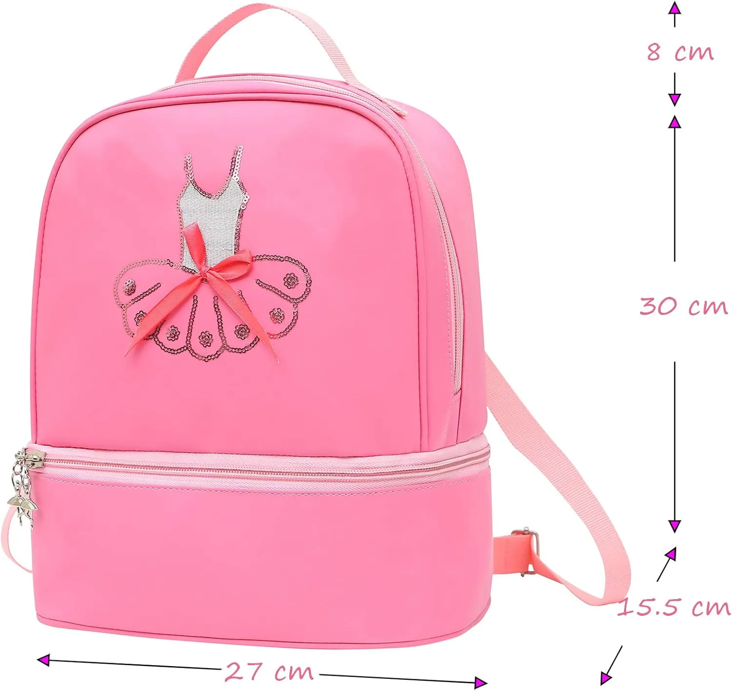 Dorlubel Cute Ballet Dance Backpack Tutu Dress Dance Bag with Key Chain Girls