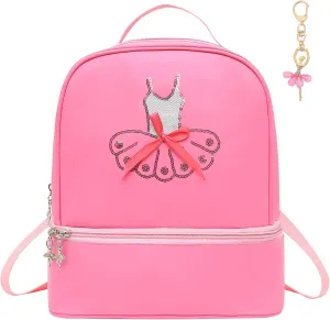 Dorlubel Cute Ballet Dance Backpack Tutu Dress Dance Bag with Key Chain Girls