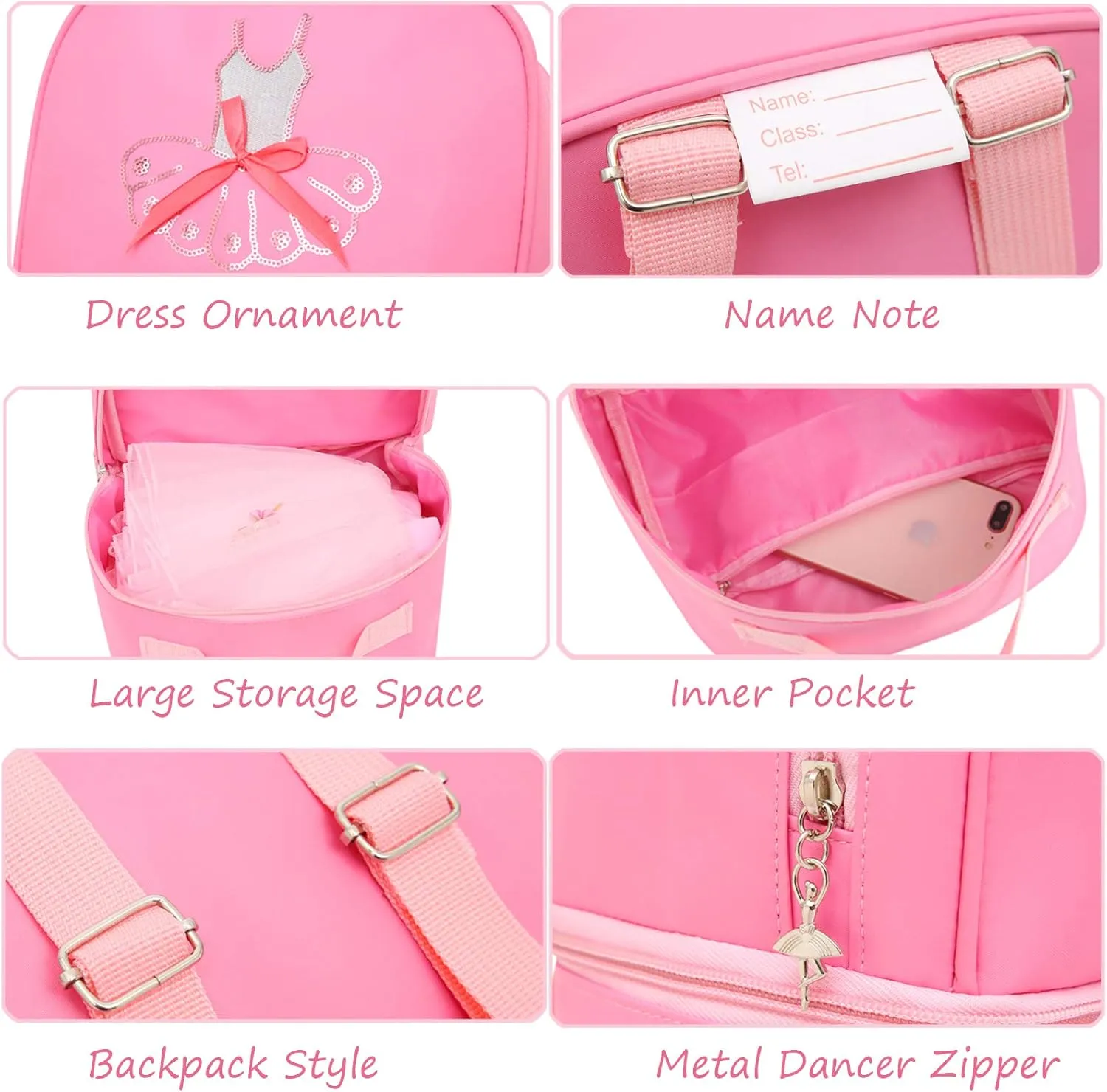 Dorlubel Cute Ballet Dance Backpack Tutu Dress Dance Bag with Key Chain Girls