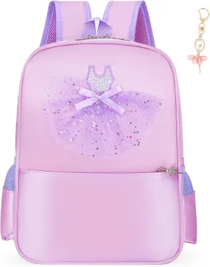 Dorlubel Cute Ballet Dance Backpack Tutu Dress Dance Bag with Key Chain Girls