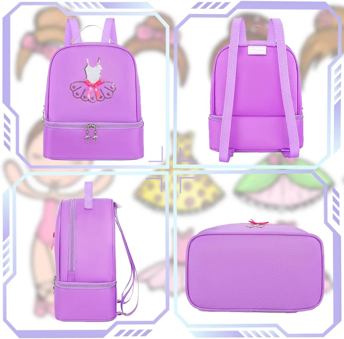 Dorlubel Cute Ballet Dance Backpack Tutu Dress Dance Bag with Key Chain Girls