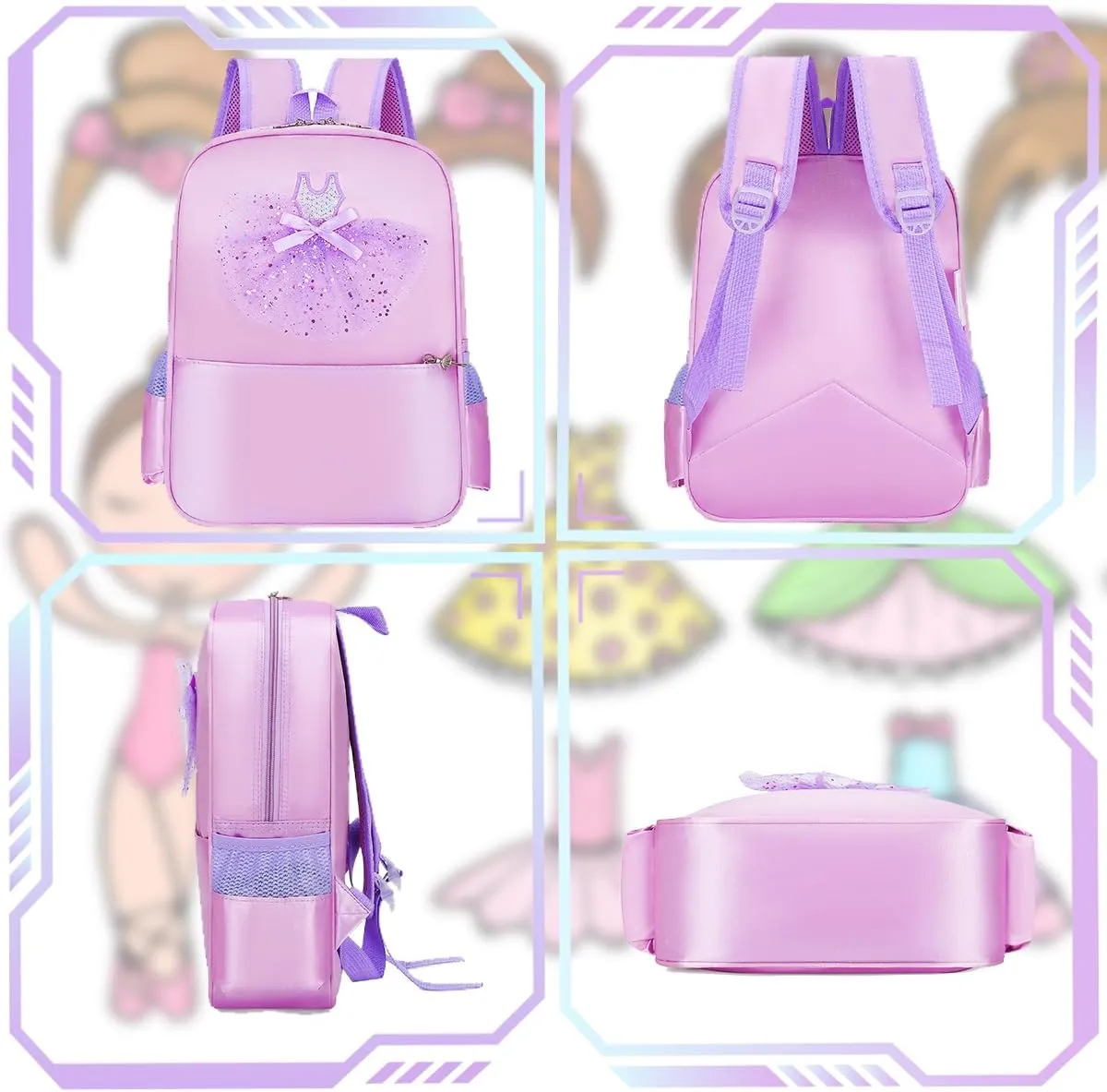 Dorlubel Cute Ballet Dance Backpack Tutu Dress Dance Bag with Key Chain Girls