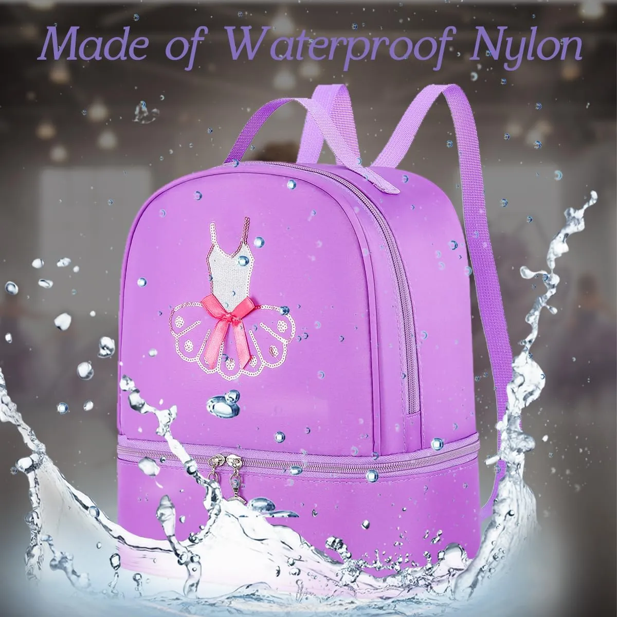 Dorlubel Cute Ballet Dance Backpack Tutu Dress Dance Bag with Key Chain Girls