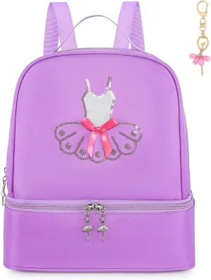 Dorlubel Cute Ballet Dance Backpack Tutu Dress Dance Bag with Key Chain Girls