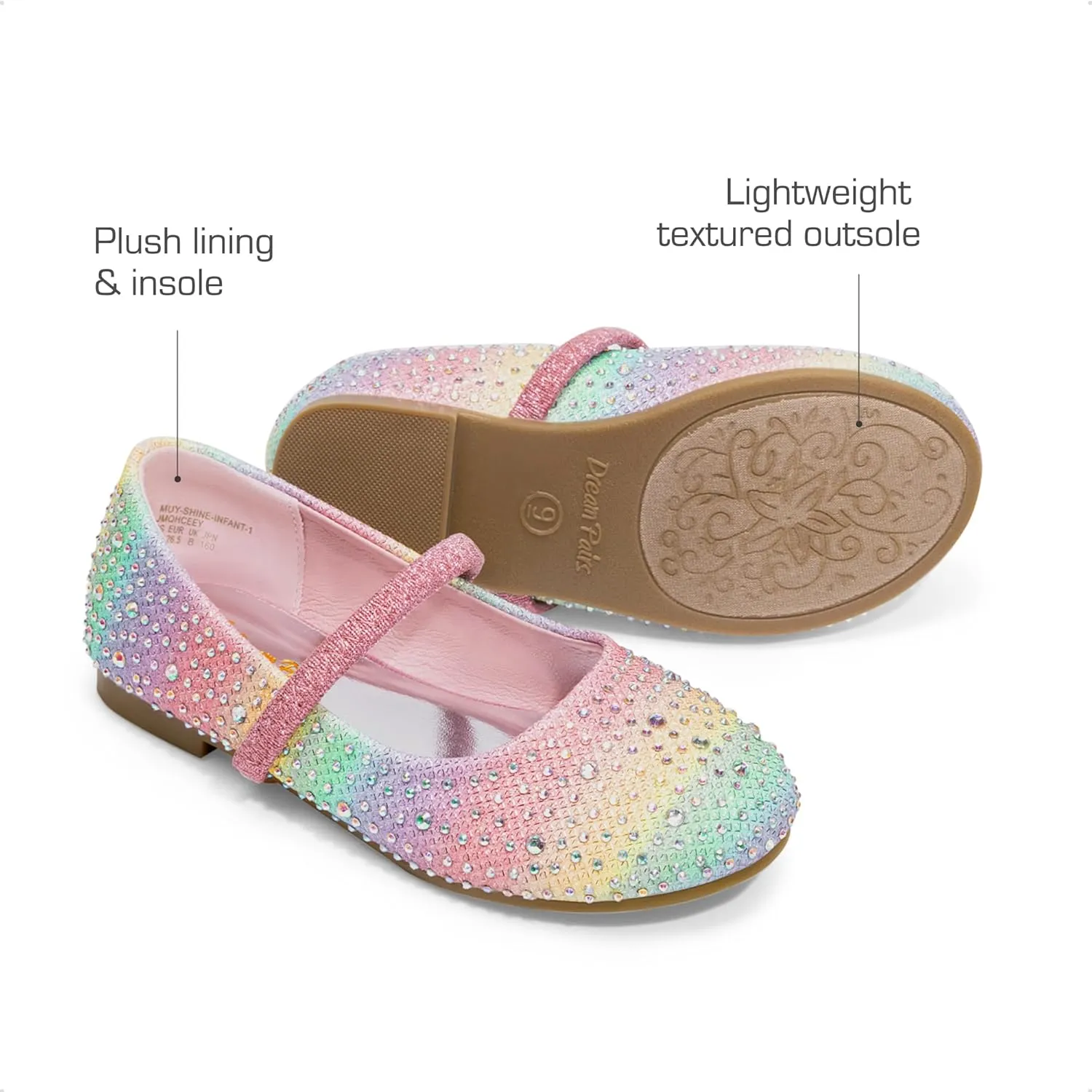 DREAM PAIRS Toddler Girls Dress Shoes Mary Jane Ballet Flats, Flower Girl Shoes with Rhinestone, Slip-on Toddler Mary Jane Flats