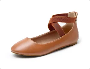 DREAM PAIRS Women's Comfortable Fashion Elastic Ankle Straps Flats Shoes