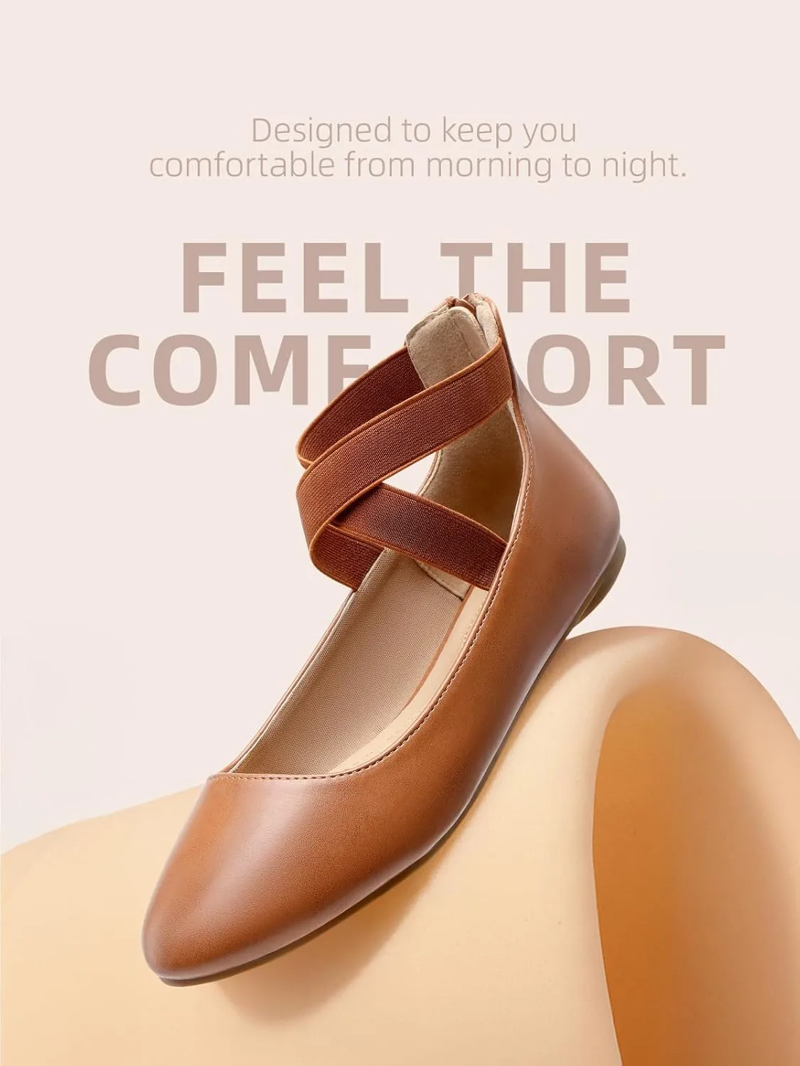 DREAM PAIRS Women's Comfortable Fashion Elastic Ankle Straps Flats Shoes