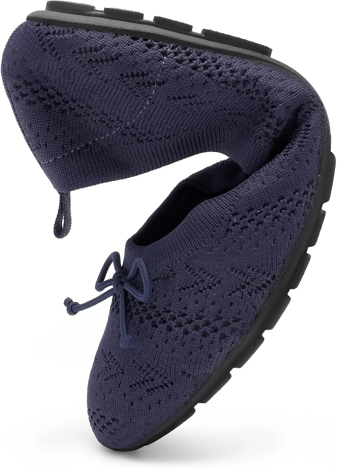 DREAM PAIRS Women's Round Toe Foldable Portable Knit Ballet Flats Comfortable Dressy Flats for Work Office Dress Shoes Business Casual