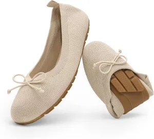 DREAM PAIRS Women's Round Toe Foldable Portable Knit Ballet Flats Comfortable Dressy Flats for Work Office Dress Shoes Business Casual