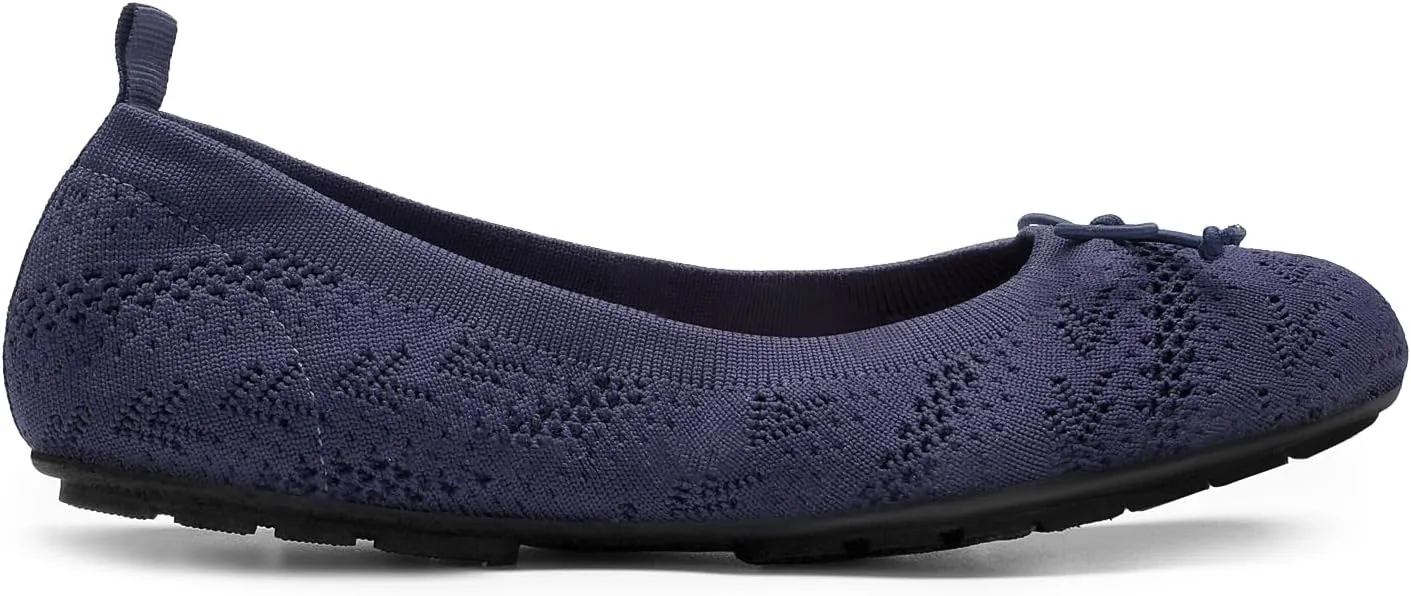DREAM PAIRS Women's Round Toe Foldable Portable Knit Ballet Flats Comfortable Dressy Flats for Work Office Dress Shoes Business Casual
