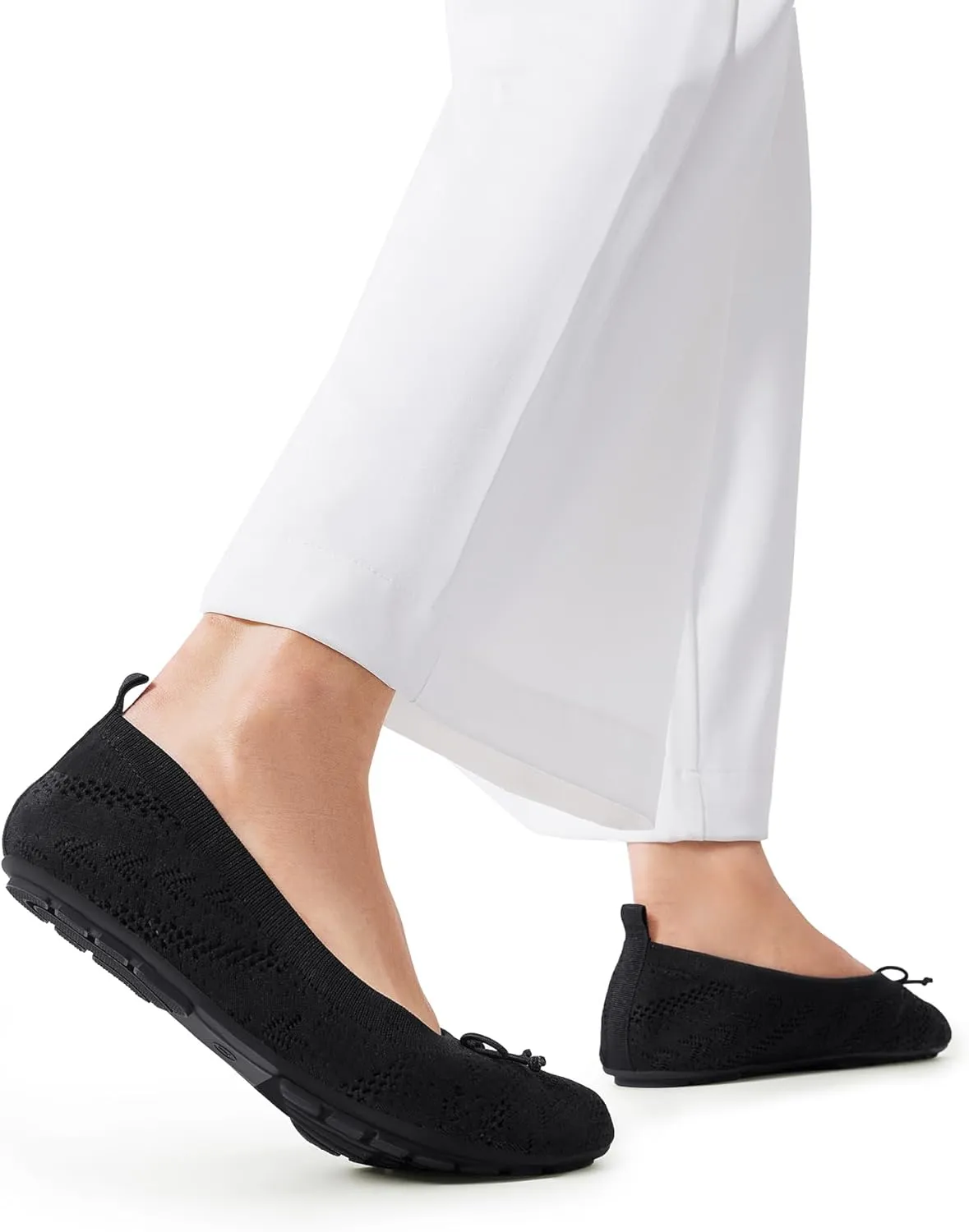 DREAM PAIRS Women's Round Toe Foldable Portable Knit Ballet Flats Comfortable Dressy Flats for Work Office Dress Shoes Business Casual