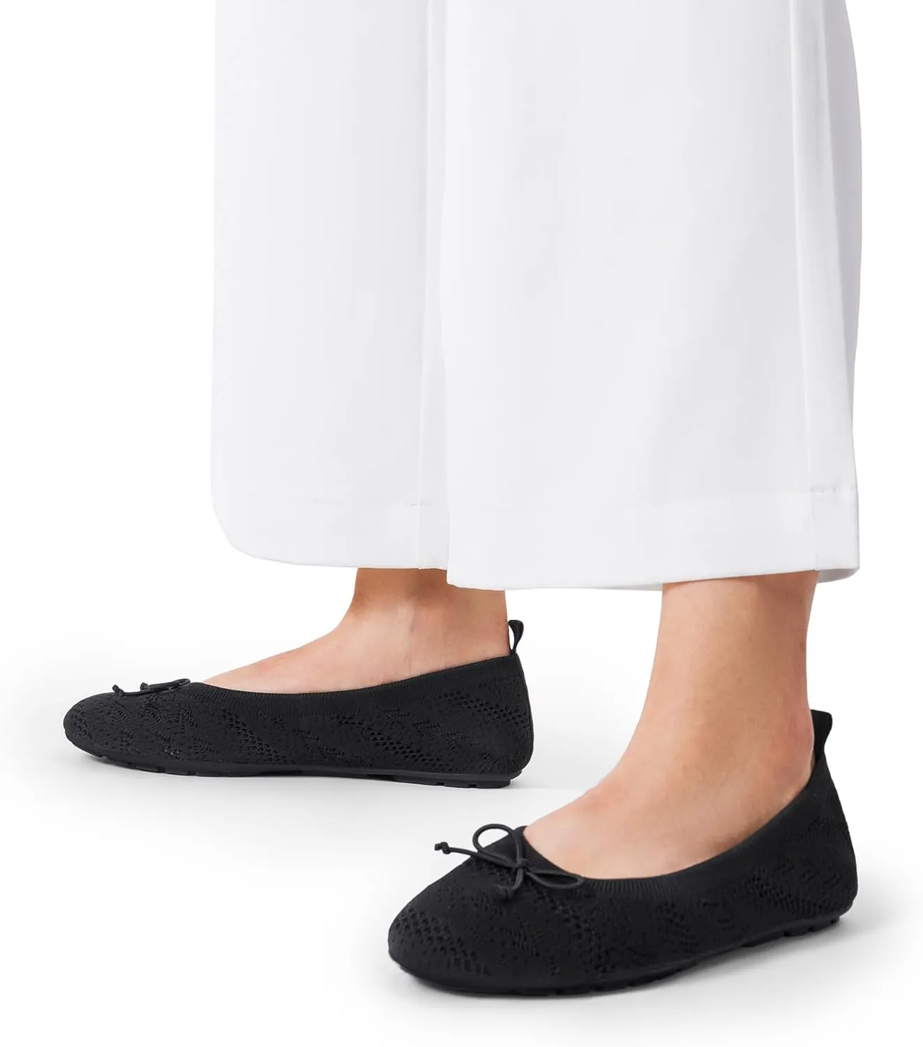 DREAM PAIRS Women's Round Toe Foldable Portable Knit Ballet Flats Comfortable Dressy Flats for Work Office Dress Shoes Business Casual