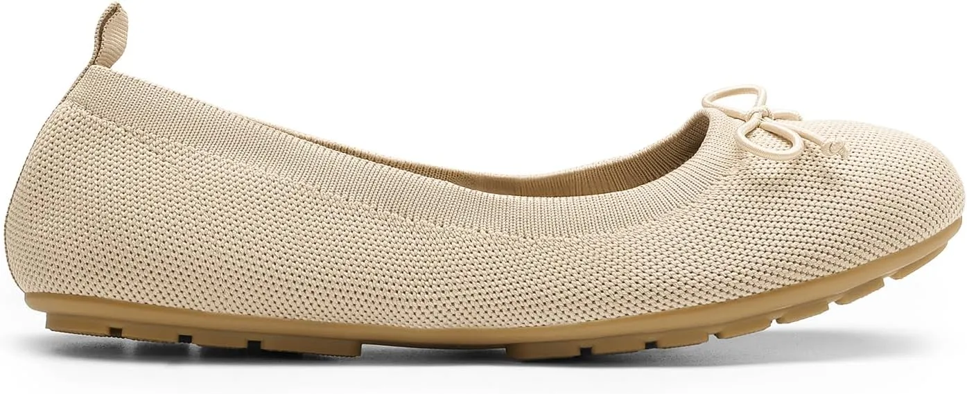 DREAM PAIRS Women's Round Toe Foldable Portable Knit Ballet Flats Comfortable Dressy Flats for Work Office Dress Shoes Business Casual