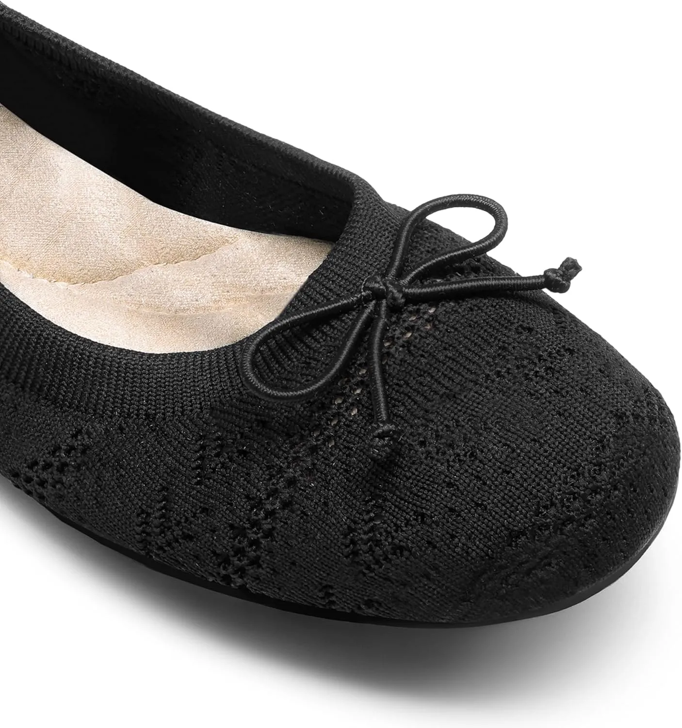 DREAM PAIRS Women's Round Toe Foldable Portable Knit Ballet Flats Comfortable Dressy Flats for Work Office Dress Shoes Business Casual