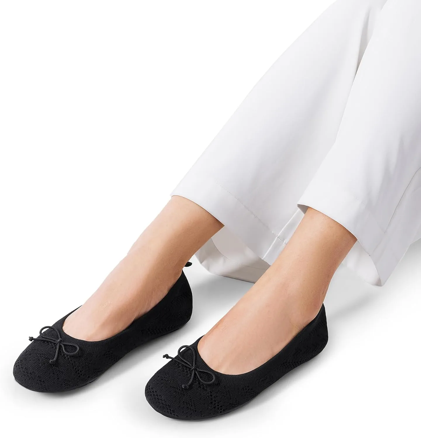 DREAM PAIRS Women's Round Toe Foldable Portable Knit Ballet Flats Comfortable Dressy Flats for Work Office Dress Shoes Business Casual