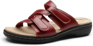 DREAM PAIRS Womens Slides Arch Support Slip on Flat Sandals Comfort Plantar Fasciitis Soft Cushion Slippers With Adjustable Straps