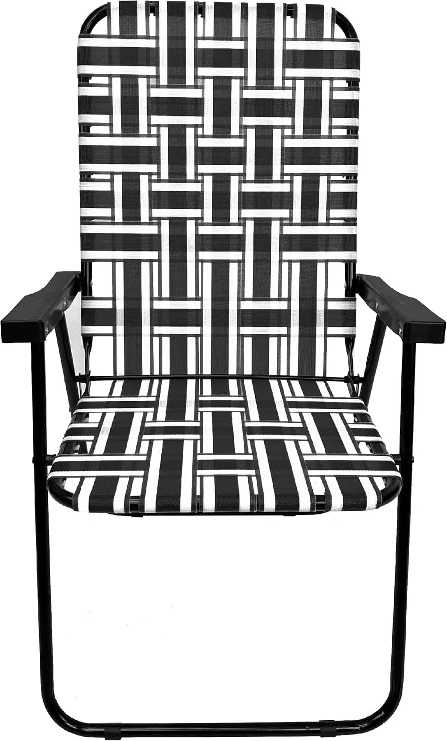 EasyGo Product Portable – Retro Style High Back Design – Outdoor Webbed Chair for Backyard, Camping, Sporting Events – Easy Folding, 4 Pack, Black/Grey