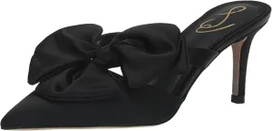 Edelman Mules Veranda Black Stiletto Slip Flash promotion Pointed Pumps Sam Huge price cut Toe On Heeled Satin