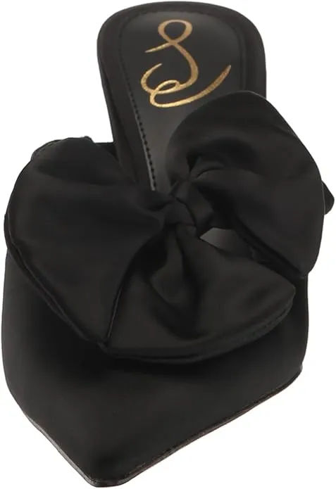 Edelman Mules Veranda Black Stiletto Slip Flash promotion Pointed Pumps Sam Huge price cut Toe On Heeled Satin