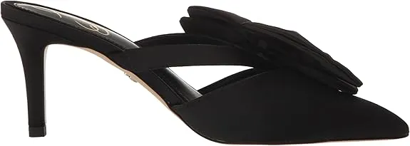 Edelman Mules Veranda Black Stiletto Slip Flash promotion Pointed Pumps Sam Huge price cut Toe On Heeled Satin