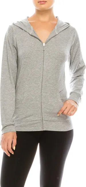Eevee Women's Slim Fit Thin Lightweight Long Sleeve Zipped Up Hoodie Sweatshirt w/Pockets…