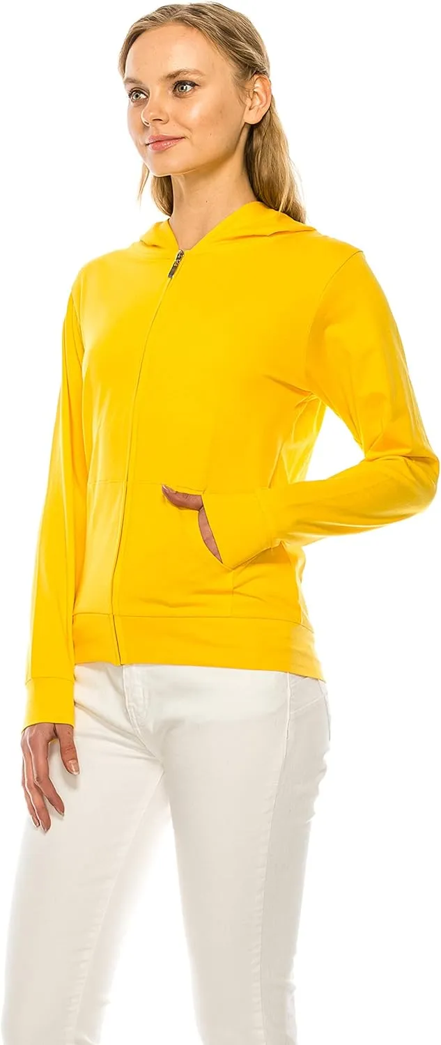 Eevee Women's Slim Fit Thin Lightweight Long Sleeve Zipped Up Hoodie Sweatshirt w/Pockets…