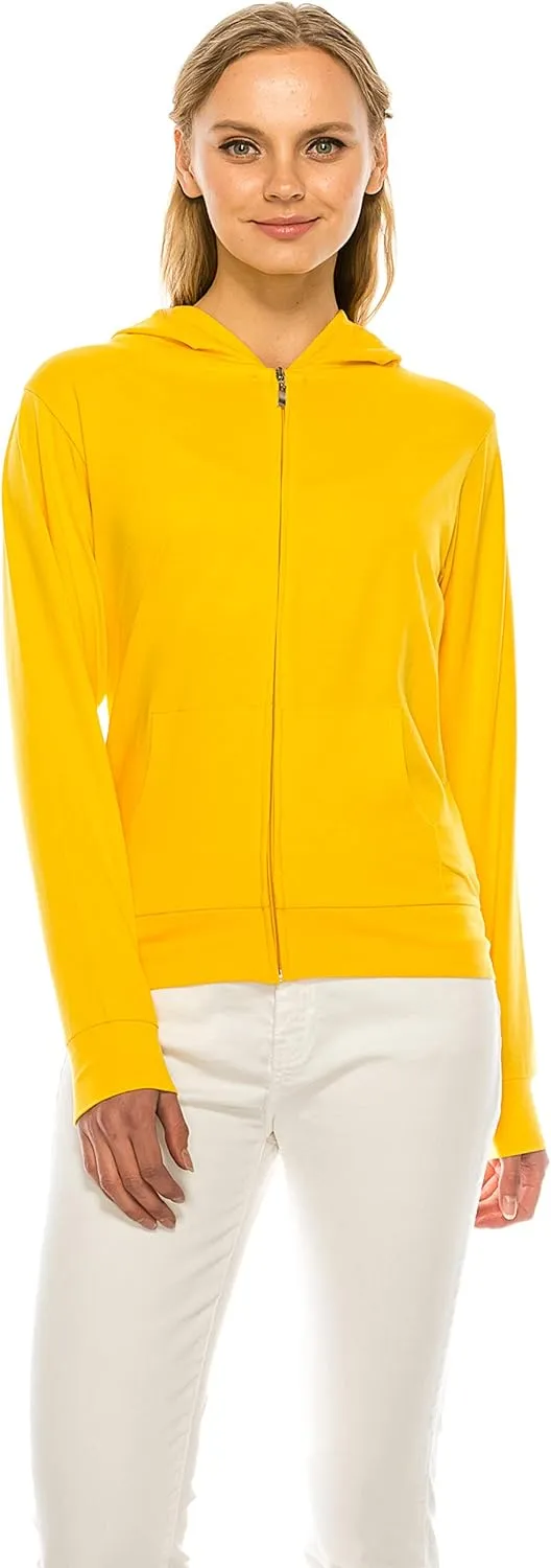 Eevee Women's Slim Fit Thin Lightweight Long Sleeve Zipped Up Hoodie Sweatshirt w/Pockets…