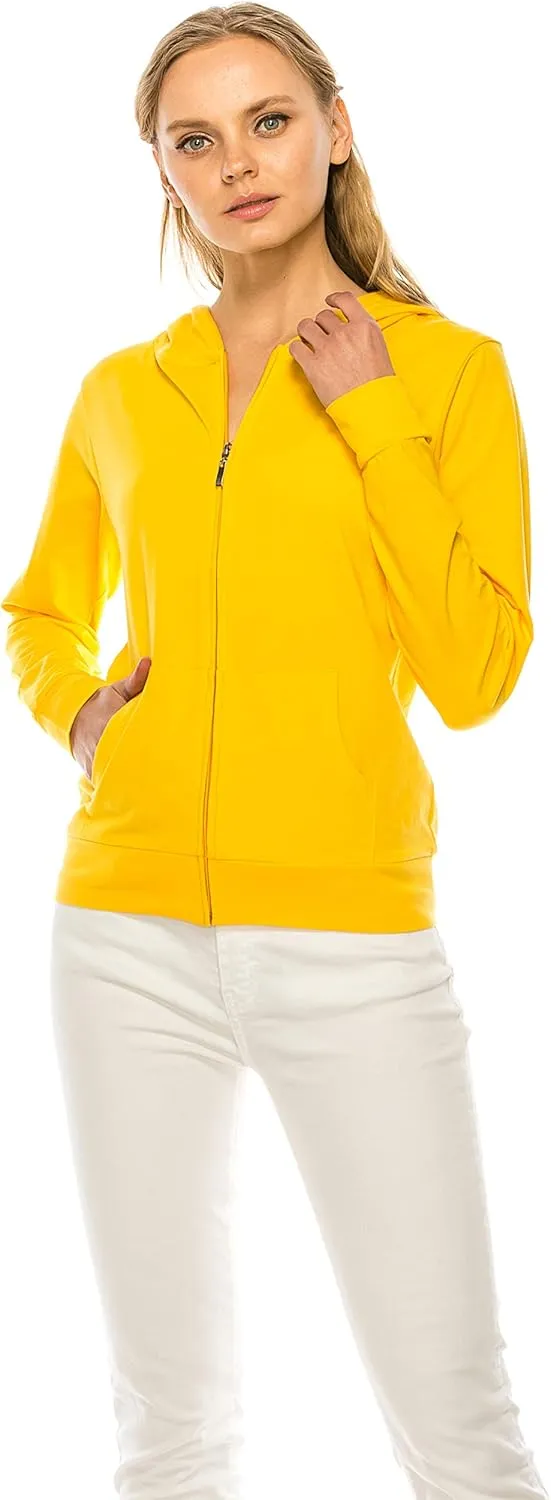 Eevee Women's Slim Fit Thin Lightweight Long Sleeve Zipped Up Hoodie Sweatshirt w/Pockets…