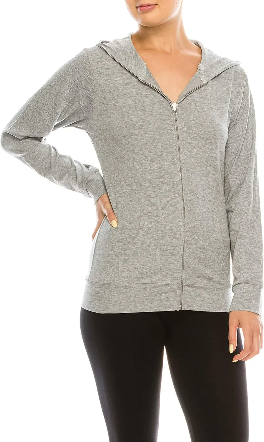Eevee Women's Slim Fit Thin Lightweight Long Sleeve Zipped Up Hoodie Sweatshirt w/Pockets…