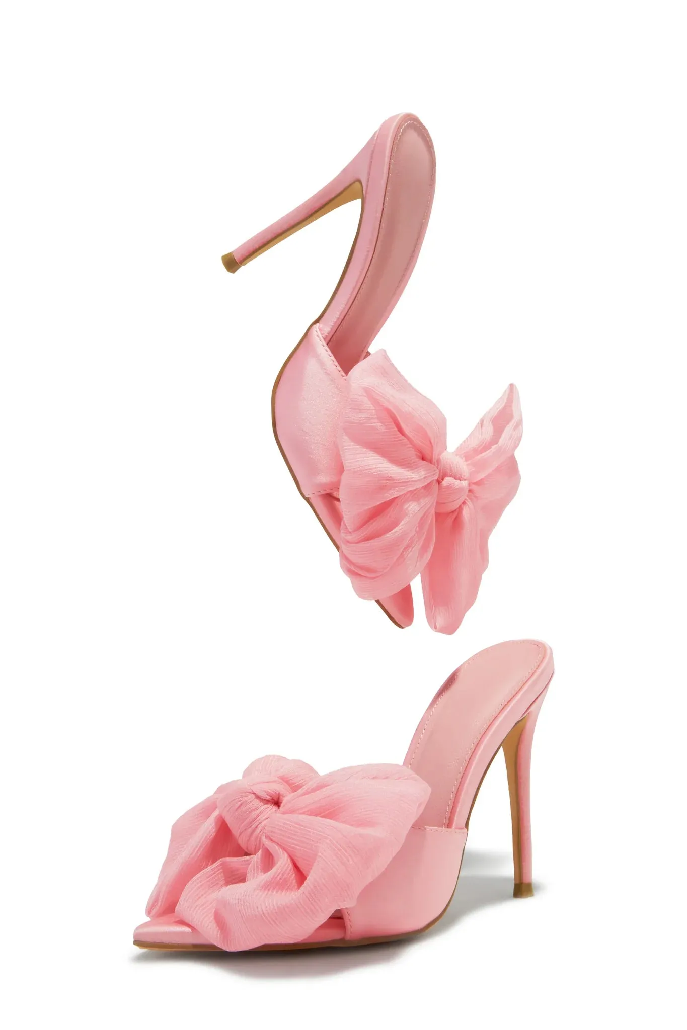 Elegant Bow Mule Heels (Pink)