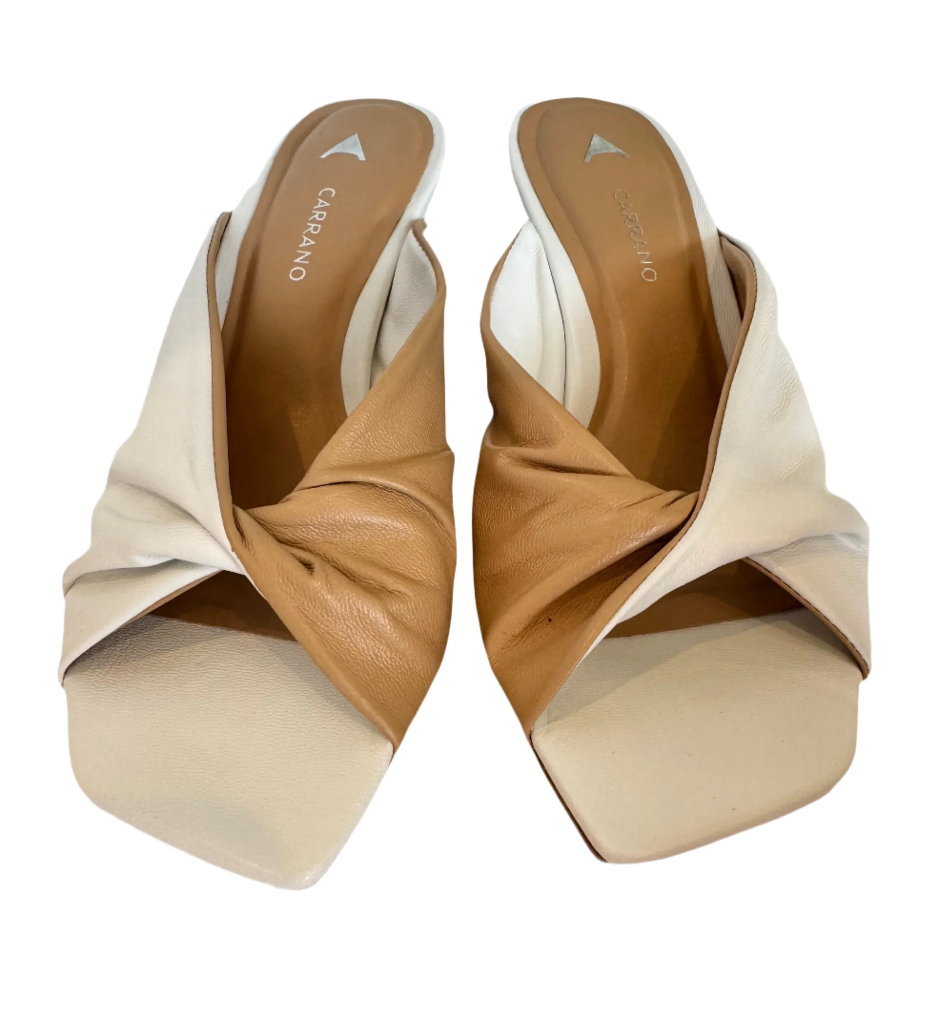Elena Heel, Two Tone White Leather