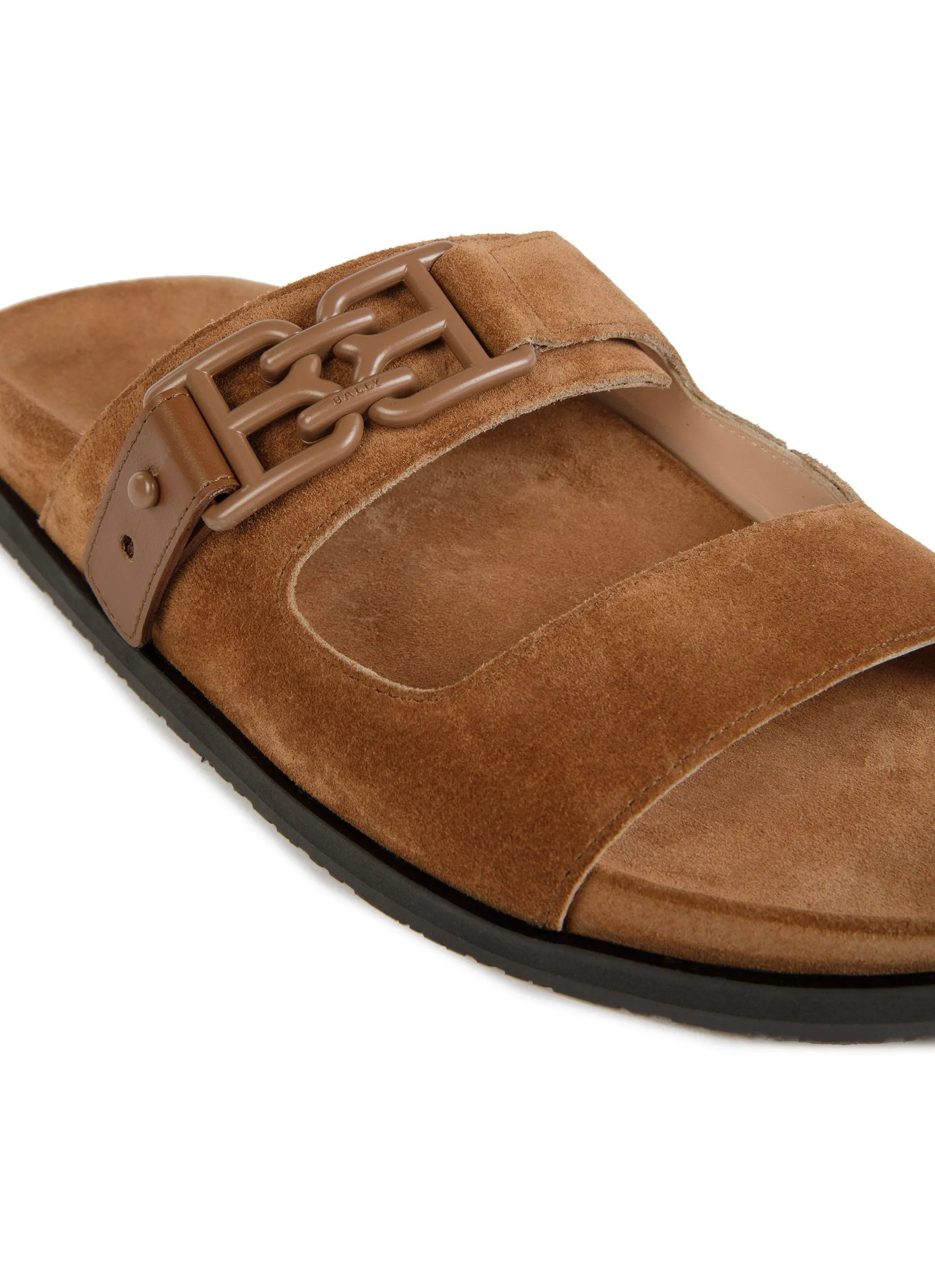 Emma Flat Slides In Brown Leather