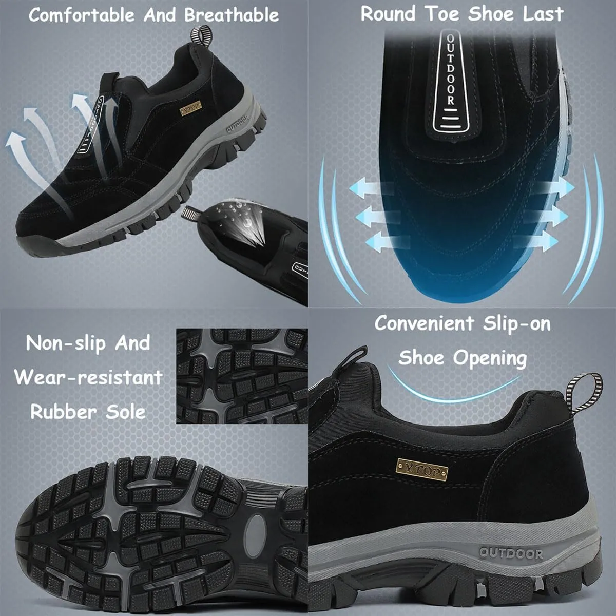 Enjerr Orthopedic Shoes, Anthoern Outdoor Casual Non-Slip Comfy Arch Support Walking Shoes, Slip-On Walking Sneakers