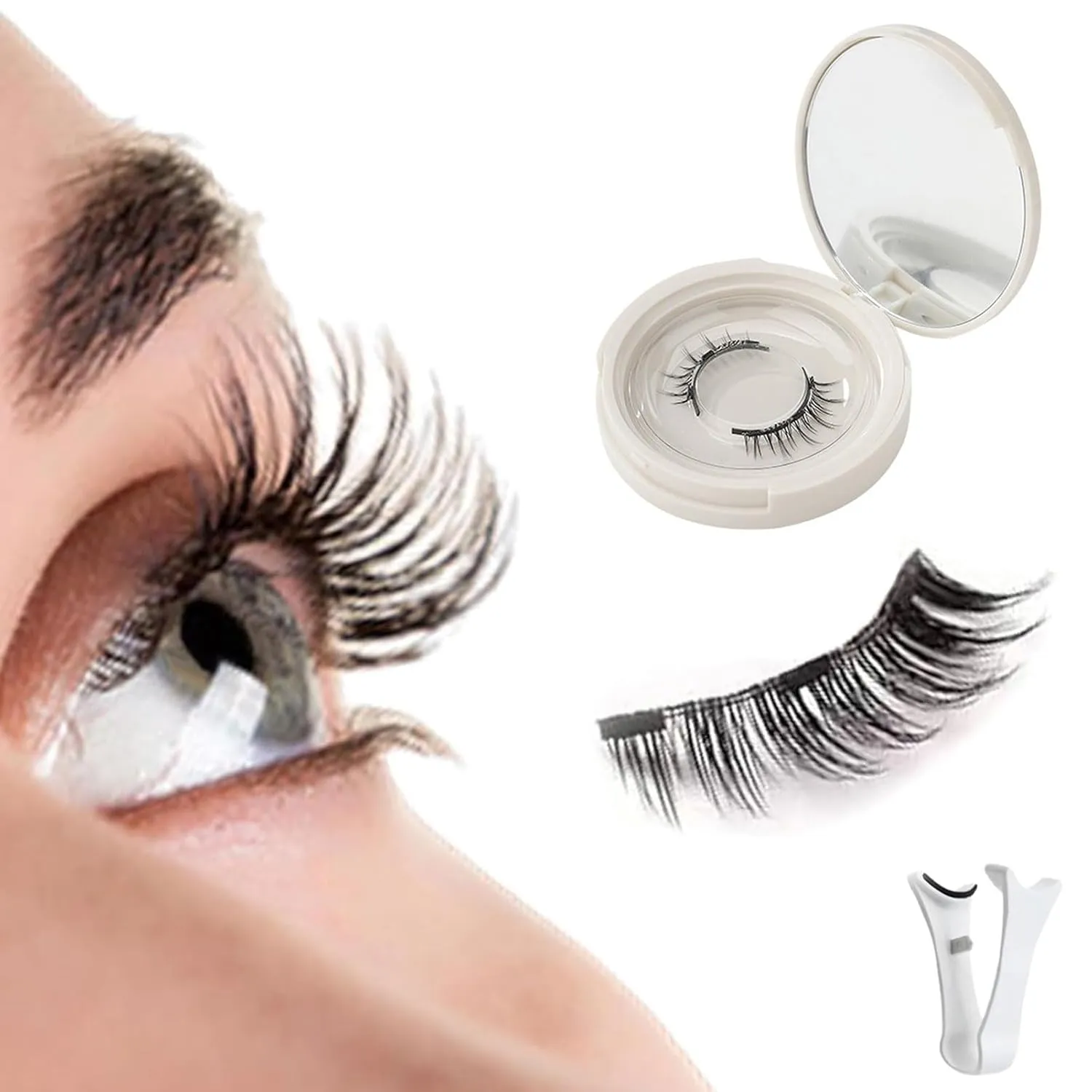 Enjuvie Magnetic Eyelashes, Enjuvie Magnetic Lashes with Applicator, Natural Look, No Glue Needed (Simple)