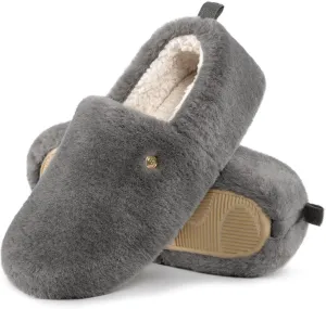 EverFoams Women's Closed Back Slippers Fuzzy Faux Wool Soft Lightweight Non Slip House Shoes