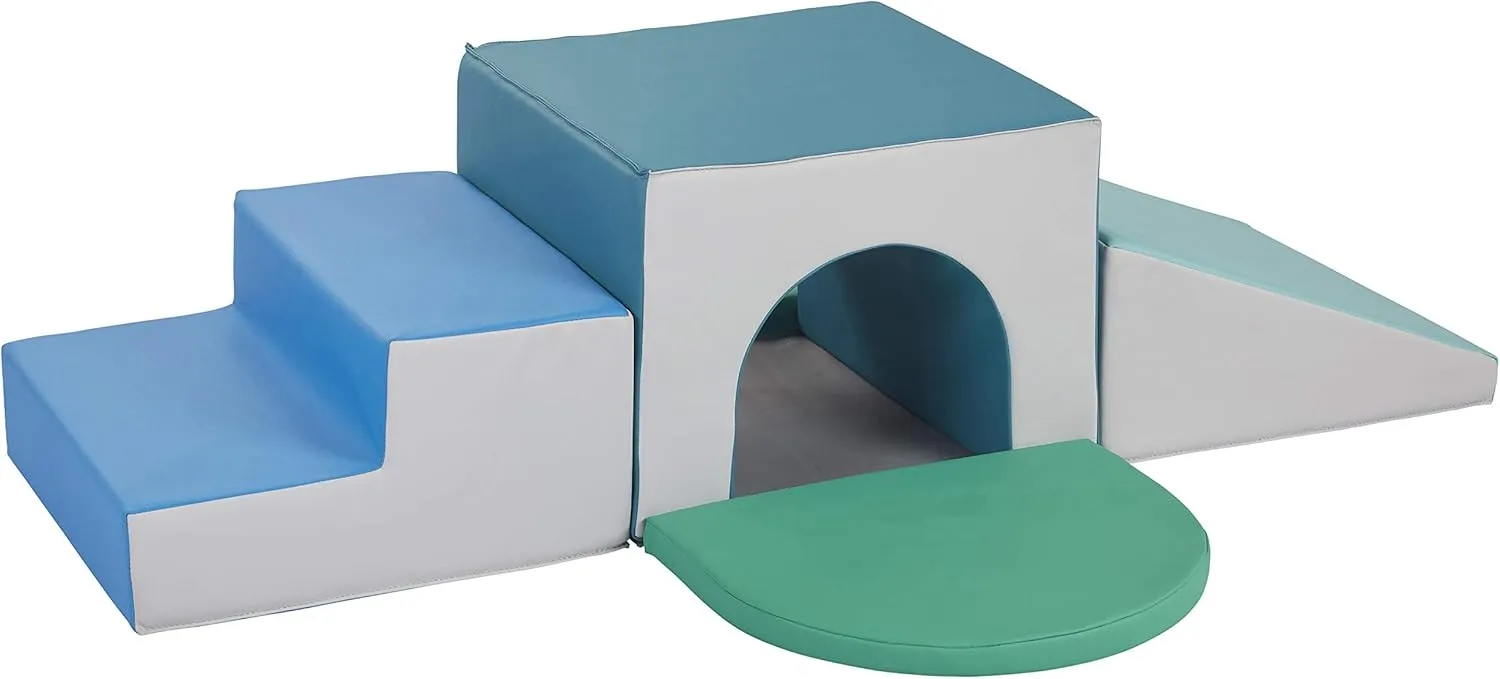 Factory Direct Partners 10408-CT SoftScape Single Tunnel Play Foam Climber Plus, Beginner Toddler Soft Structure for Active Playtime (5-Piece Set) - Contemporary