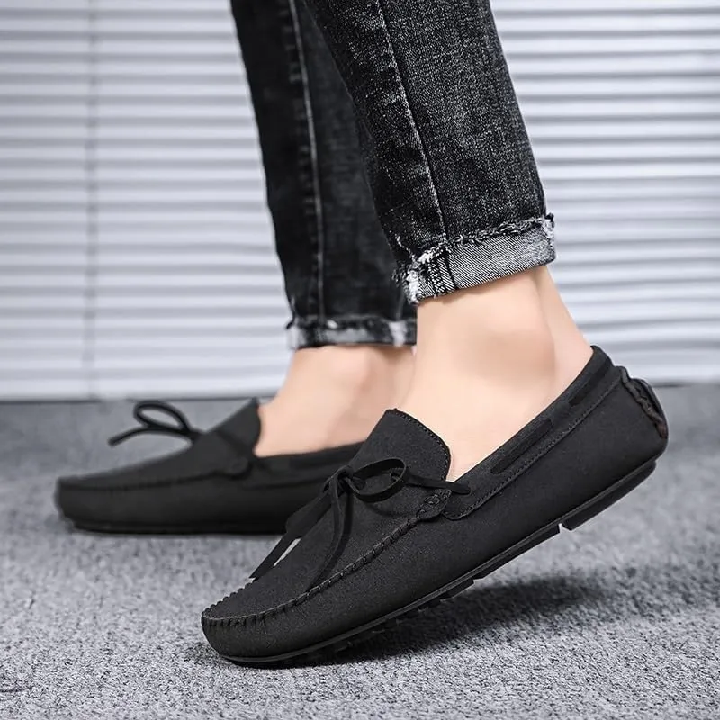 Fashion Loafers for Mens Suede Vamp Working Tuxedo Round Toe Non Slip Low Top Block Heel Anti-Slip Shoe Slip-on